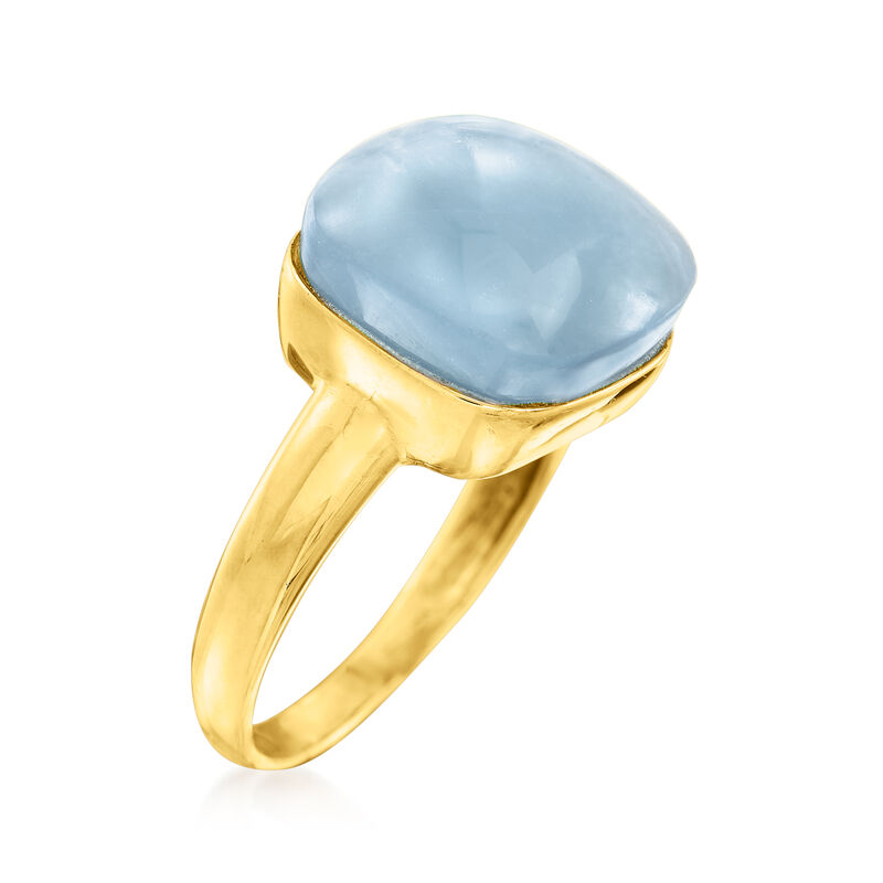 11.00 Carat Milky Aquamarine Ring in 14kt Yellow Gold image number 2