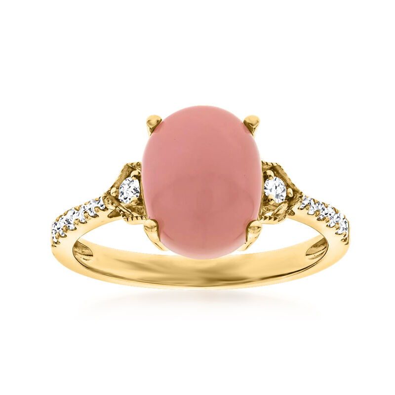 Pink Opal and .18 ct. t.w. Diamond Ring in 14kt Yellow Gold image number 0