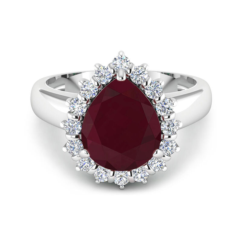 4.00 Carat Ruby and .48 ct. t.w. Diamond Ring in 14kt White Gold image number 1