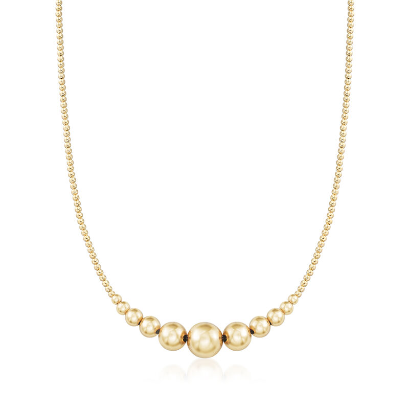 2-10mm 14kt Yellow Gold Graduated Bead Necklace image number 0