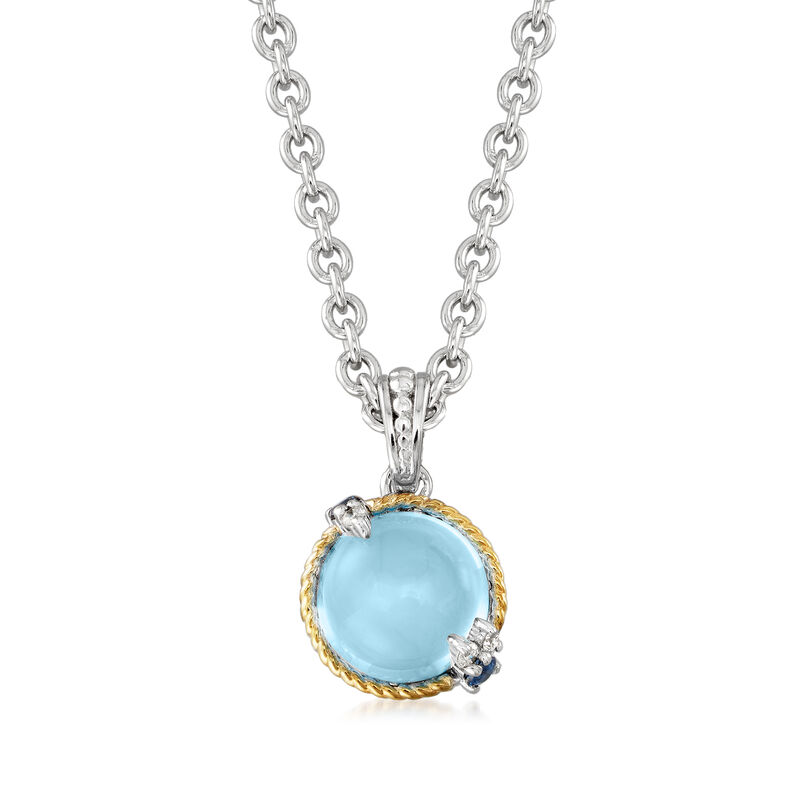 Andrea Candela &quot;Dulcitos&quot; 4.80 Carat Swiss Blue Topaz and .11 ct. t.w. Sapphire Pendant Necklace in Sterling Silver and 18kt Yellow Gold image number 0