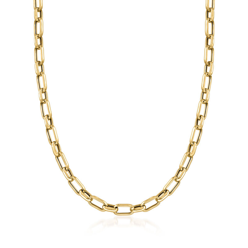Italian 22kt Gold Over Sterling Paper Clip Link Necklace image number 0