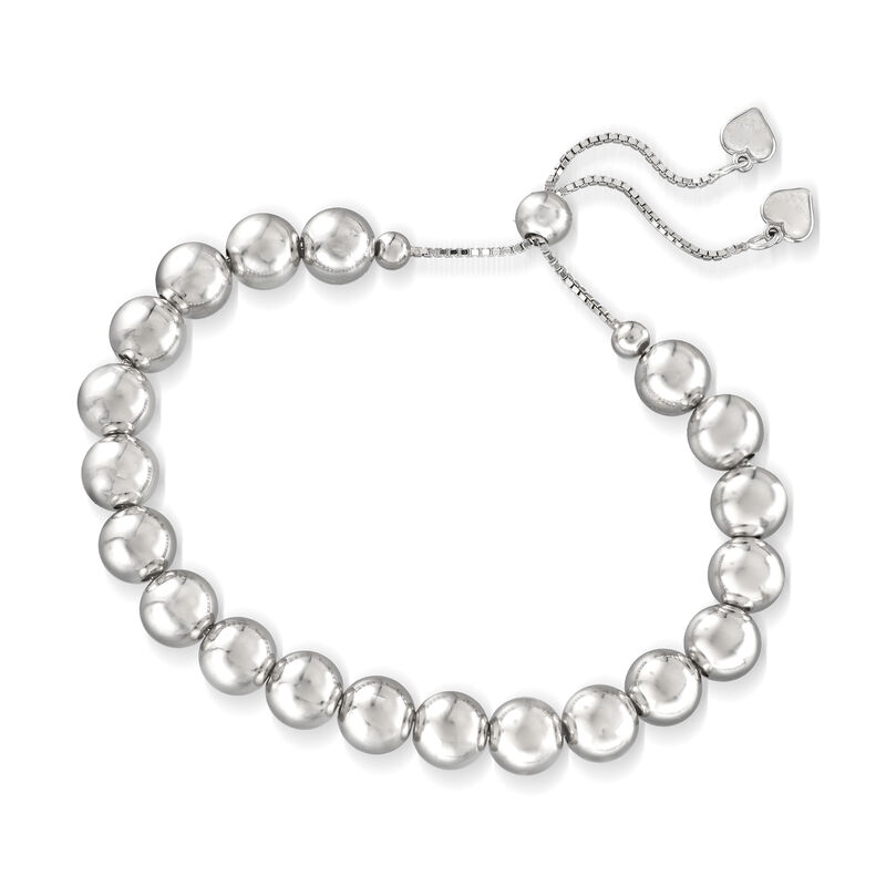 8mm Sterling Silver Bead Bolo Bracelet image number 2