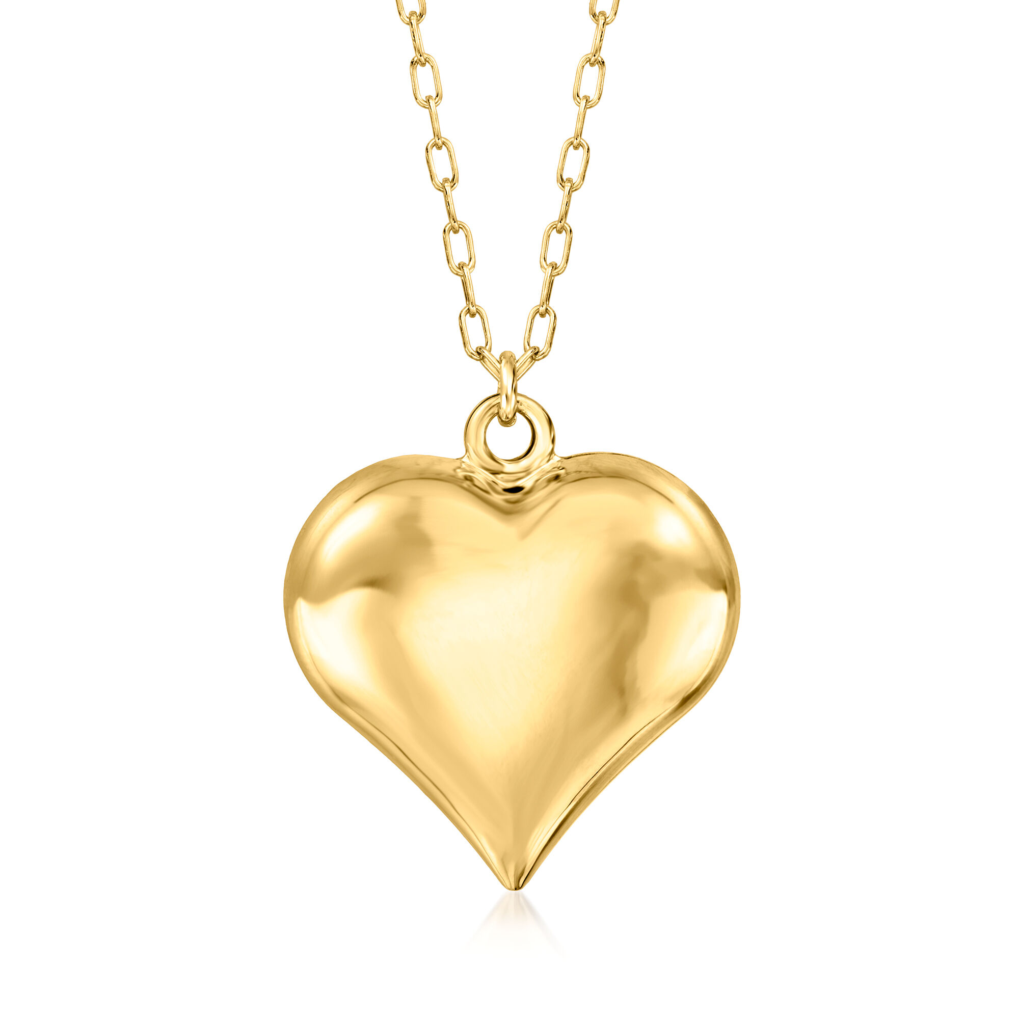 Italian 18kt Gold Over Sterling Heart Pendant Necklace. 18&quot
