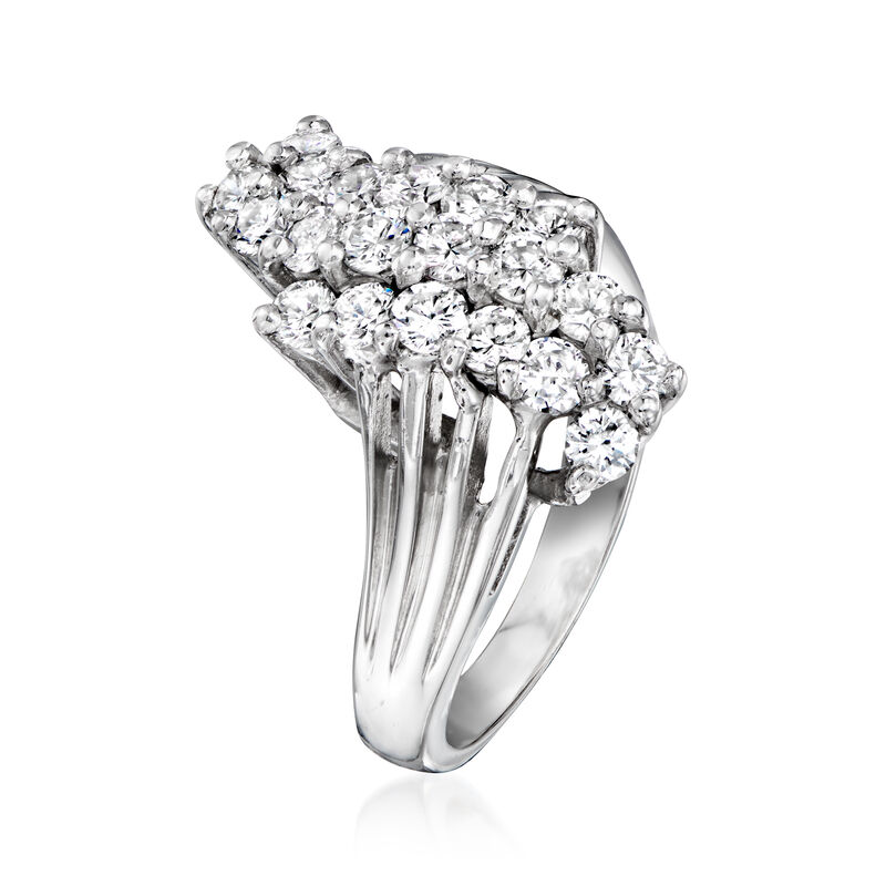 C. 1990 Vintage 1.50 ct. t.w. Diamond Cluster Ring in 14kt White Gold. Size 7 image number 2