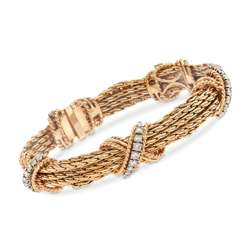 C. 1980 Vintage Tiffany Jewelry .40 ct. t.w. Diamond X Bracelet in 14kt Yellow Gold image number 0