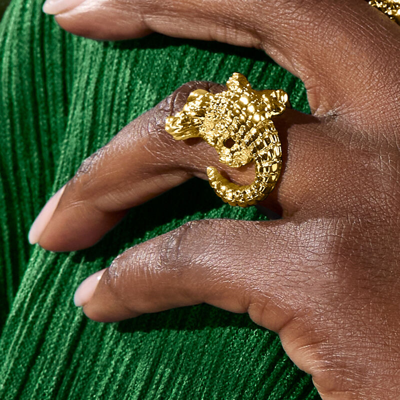 Italian 18kt Yellow Gold Alligator Ring. Size 7 image number 3