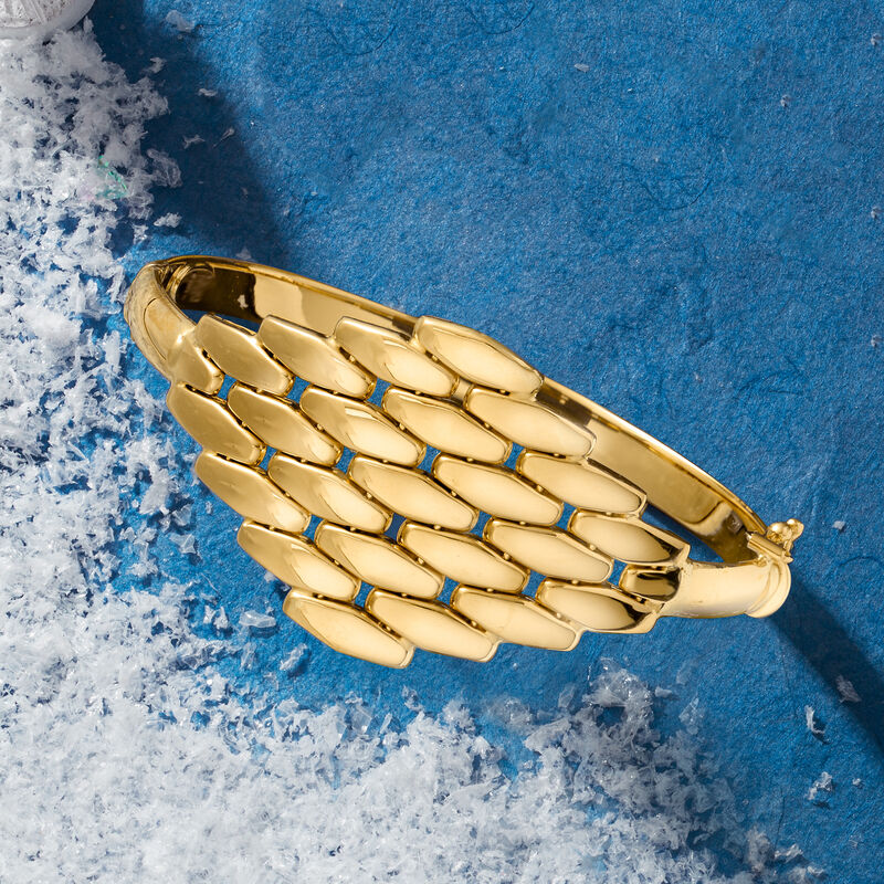 Italian 14kt Yellow Gold Panther-Link Bangle Bracelet image number 2
