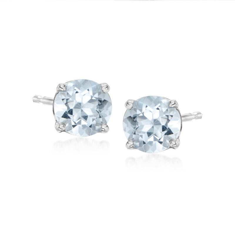 .80 ct. t.w. Aquamarine Stud Earrings in Sterling Silver image number 0