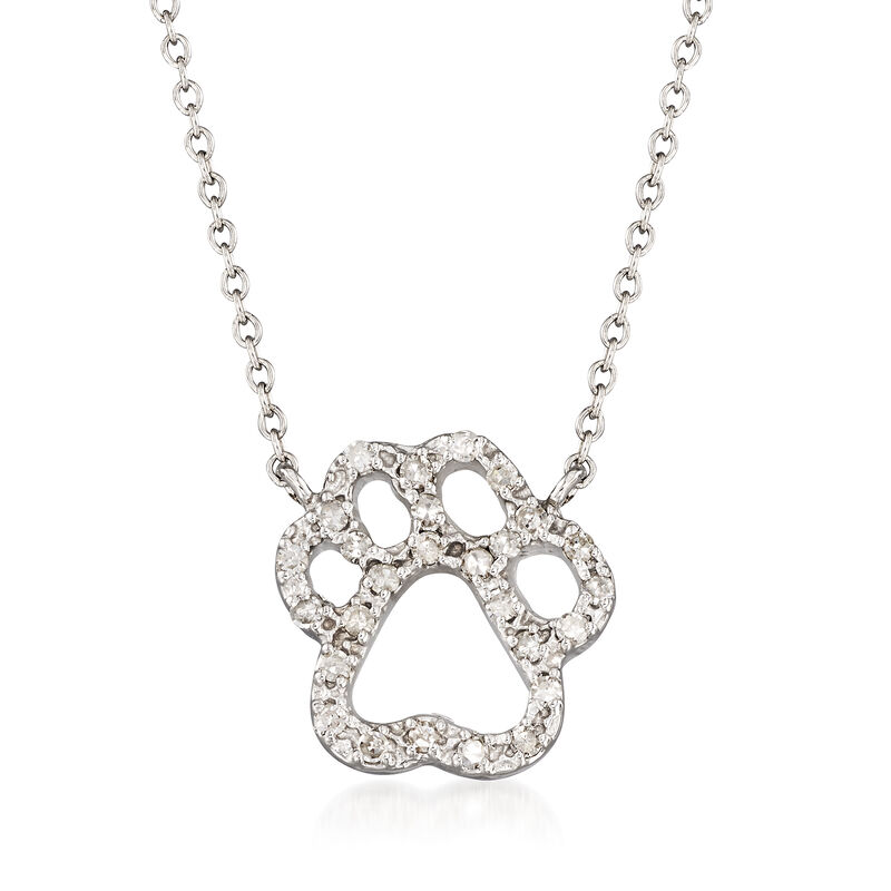 .23 ct. t.w. Diamond Pawprint Necklace in 14kt White Gold image number 0