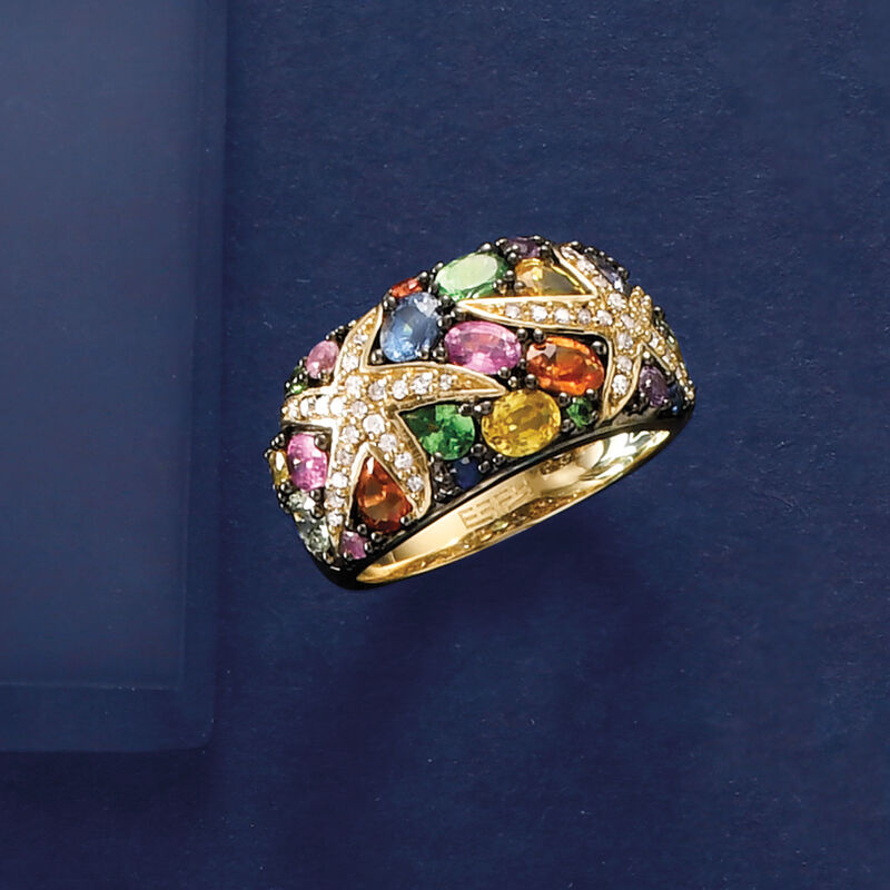 3.20 ct. t.w. Multi-Gemstone Starfish Ring with .25 ct. t.w. Diamonds in 14kt Yellow Gold image number 4