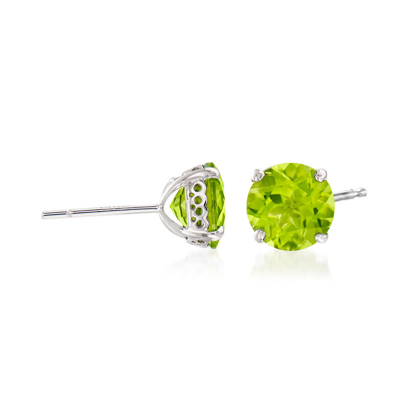 4.20 ct. t.w. Peridot Stud Earrings in 14kt White Gold image number 2