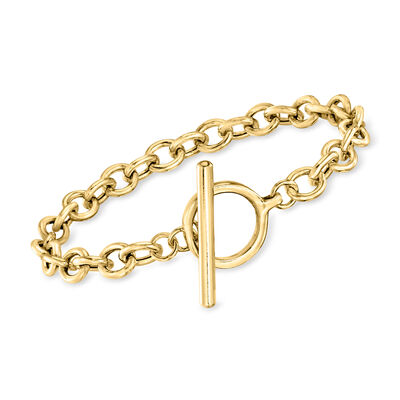 18kt Gold Over Sterling Cable-Link Toggle Bracelet