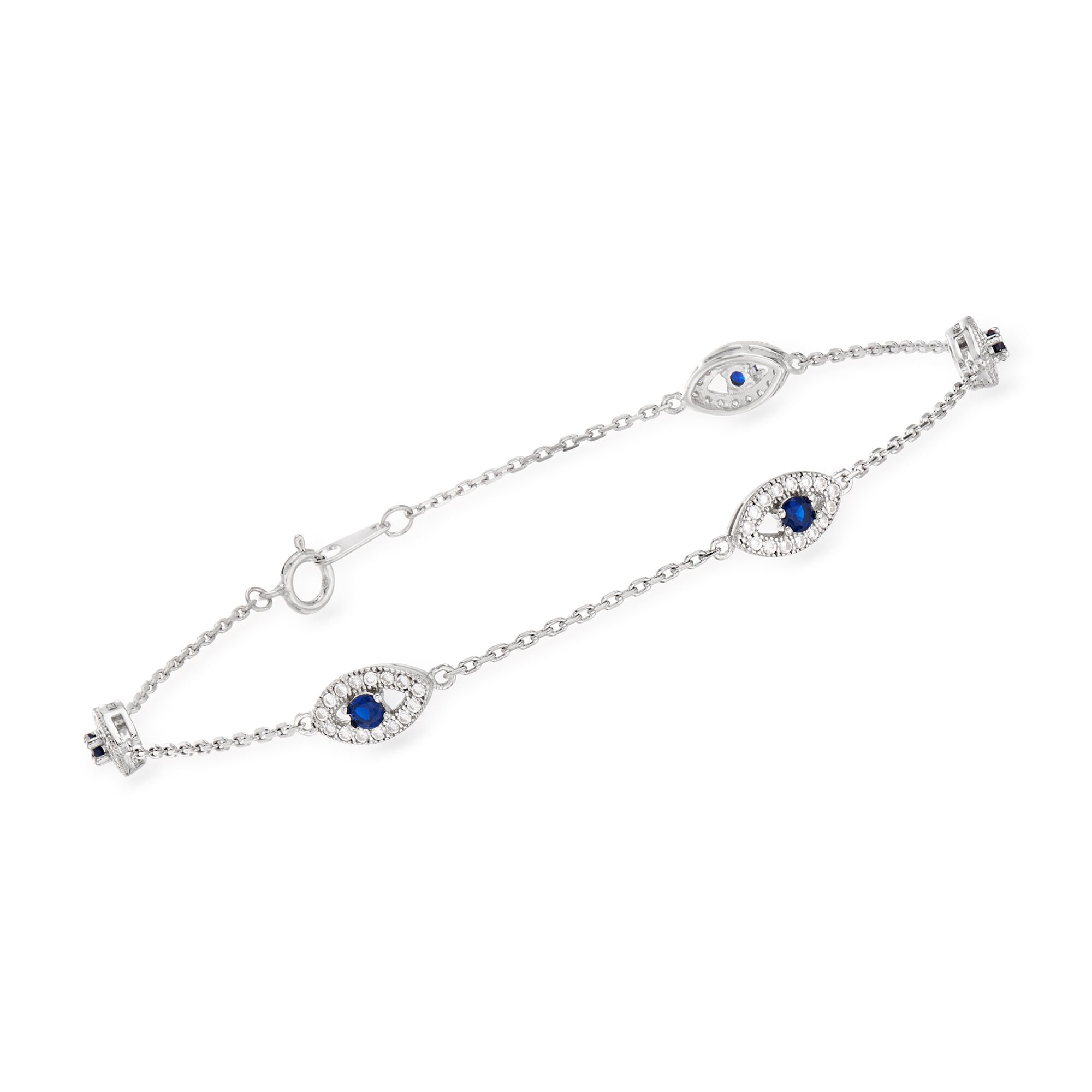 30 ct. t.w. CZ and .20 ct. t.w. Simulated Sapphire Evil Eye