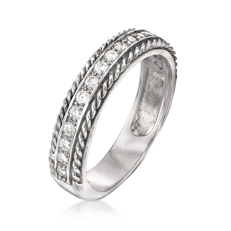 .34 ct. t.w. Diamond Roped Border Ring in 14kt White Gold image number 2