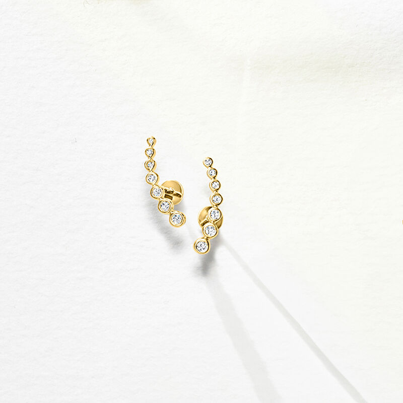 .15 ct. t.w. Diamond Curved Flat-Back Ear Climbers in 14kt Yellow Gold image number 3