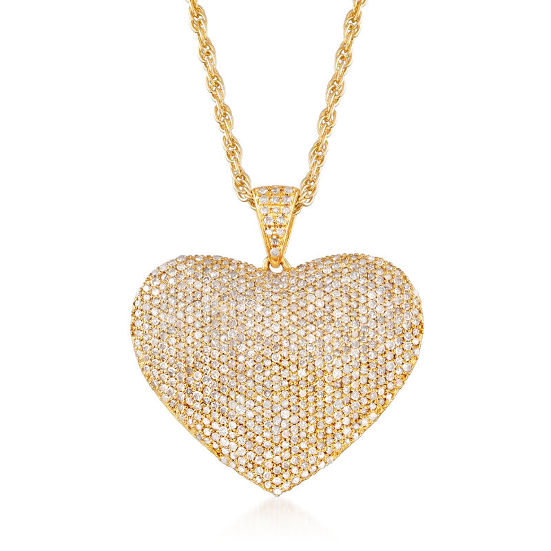 2.00 ct. t.w. Diamond Heart Pendant Necklace in 18kt Gold Over Sterling image number 0