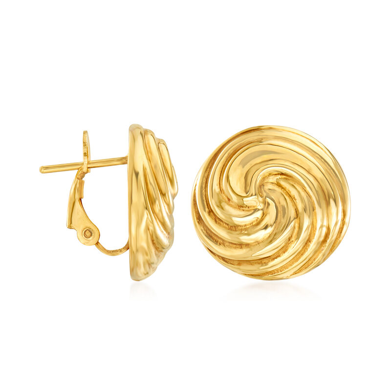 Italian 18kt Yellow Gold Swirl Dome Earrings image number 2