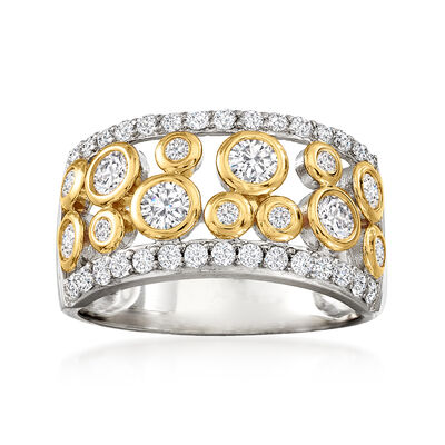 1.06 ct. t.w. CZ Open-Space Bubble Ring in Two-Tone Sterling Silver