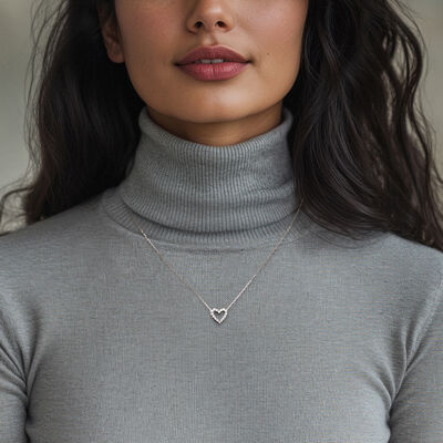 .25 ct. t.w. Lab-Grown Diamond Heart Pendant Necklace in Sterling Silver