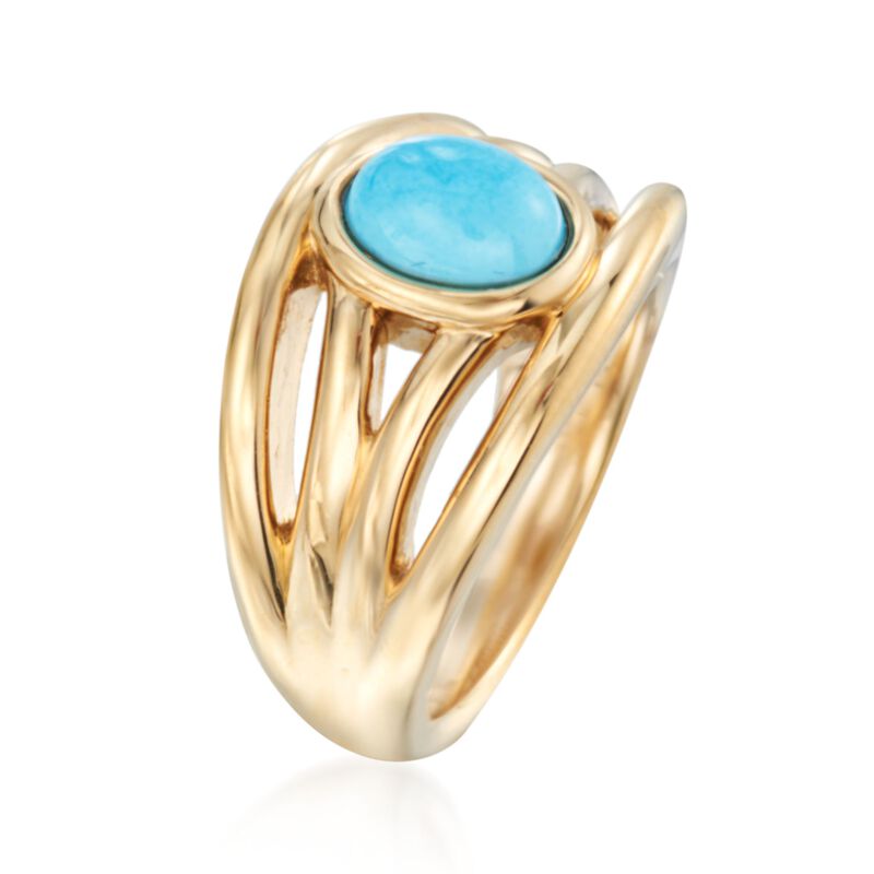 Turquoise Openwork Ring in 14kt Yellow Gold image number 2