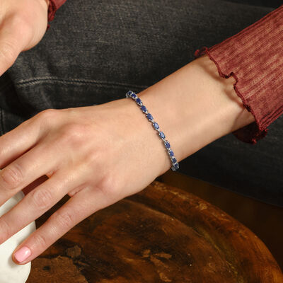 8.40 ct. t.w. Sapphire Bracelet with Diamonds in Sterling Silver