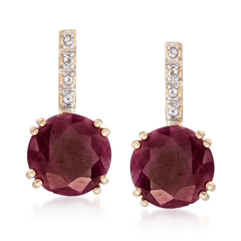 10.00 ct. t.w. Ruby Earrings with White Topaz Accents in 14kt Gold Over Sterling  image number 0