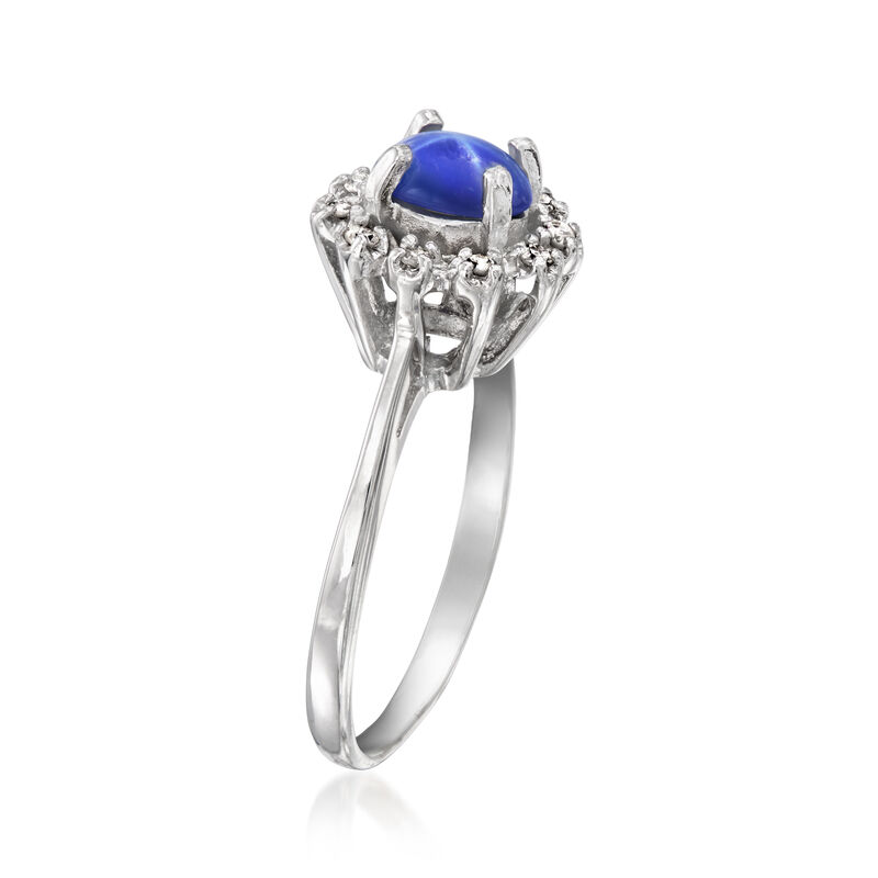 C. 1980 Vintage .55 Carat Synthetic Star Sapphire Ring with .10 ct. t.w. Diamonds in 14kt White Gold. Size 5 image number 2