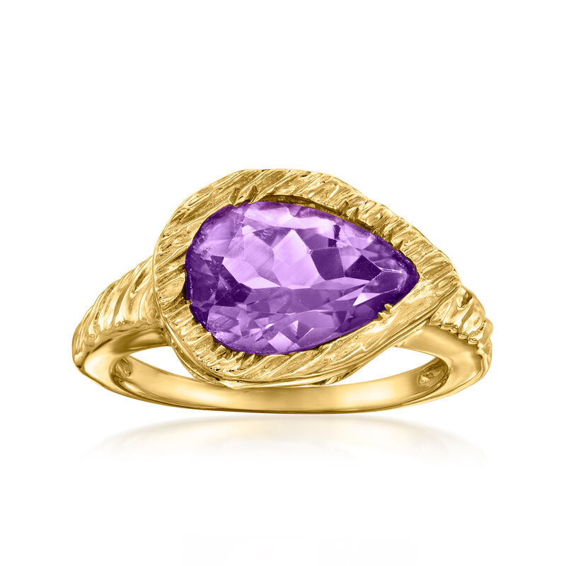 2.30 Carat Amethyst Ring in 18kt Gold Over Sterling image number 0