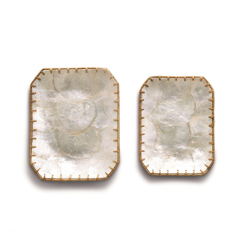 Set of 2 Dishes - "Capiz Shell" Woven Dinnerware image number 0