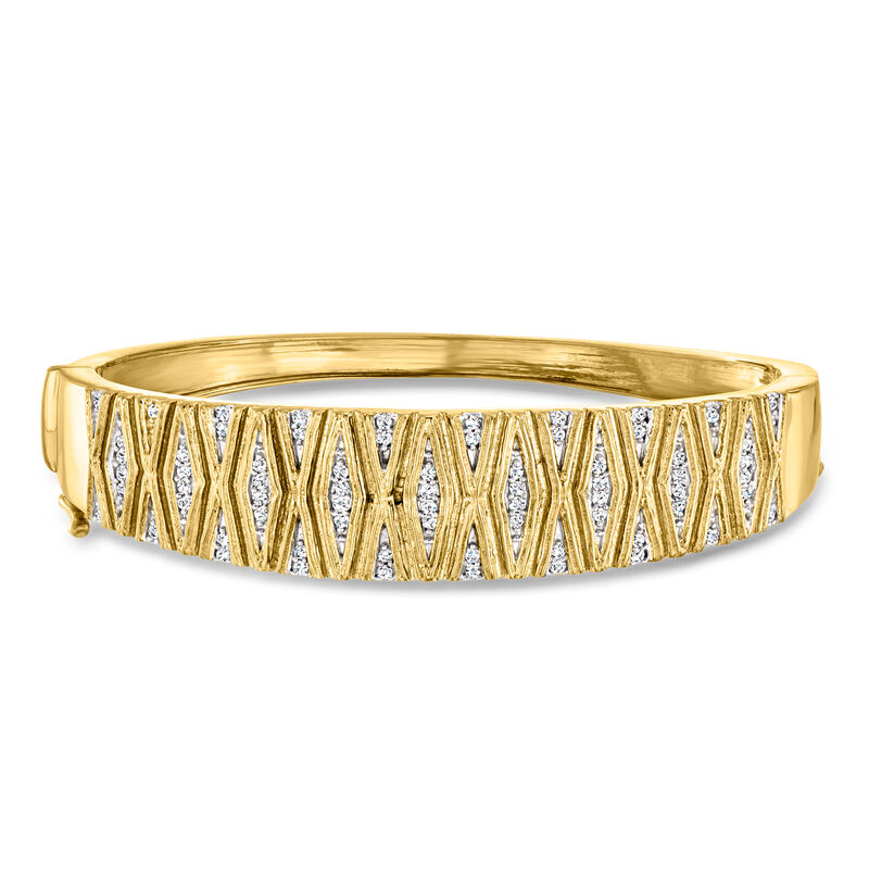 .50 ct. t.w. Diamond X-Pattern Bangle Bracelet in 18kt Gold Over Sterling image number 0
