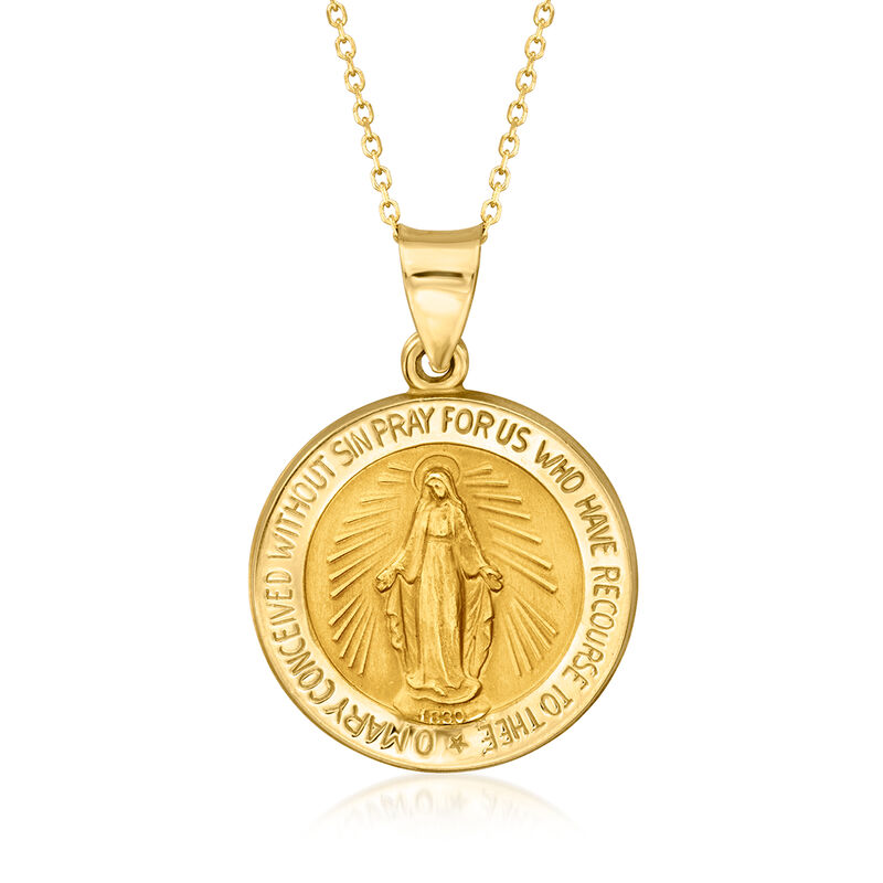 C. 1990 Vintage 14kt Yellow Gold Marian Cross Pendant Necklace image number 0