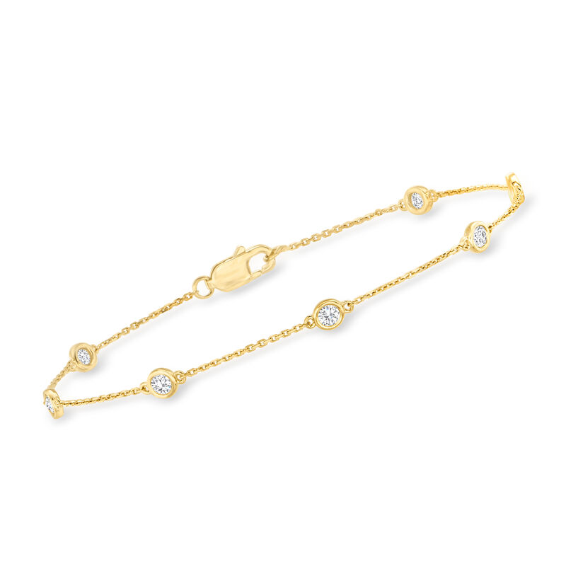 .50 ct. t.w. Diamond Station Bracelet in 18kt Gold Over Sterling. 8&quot; image number 0