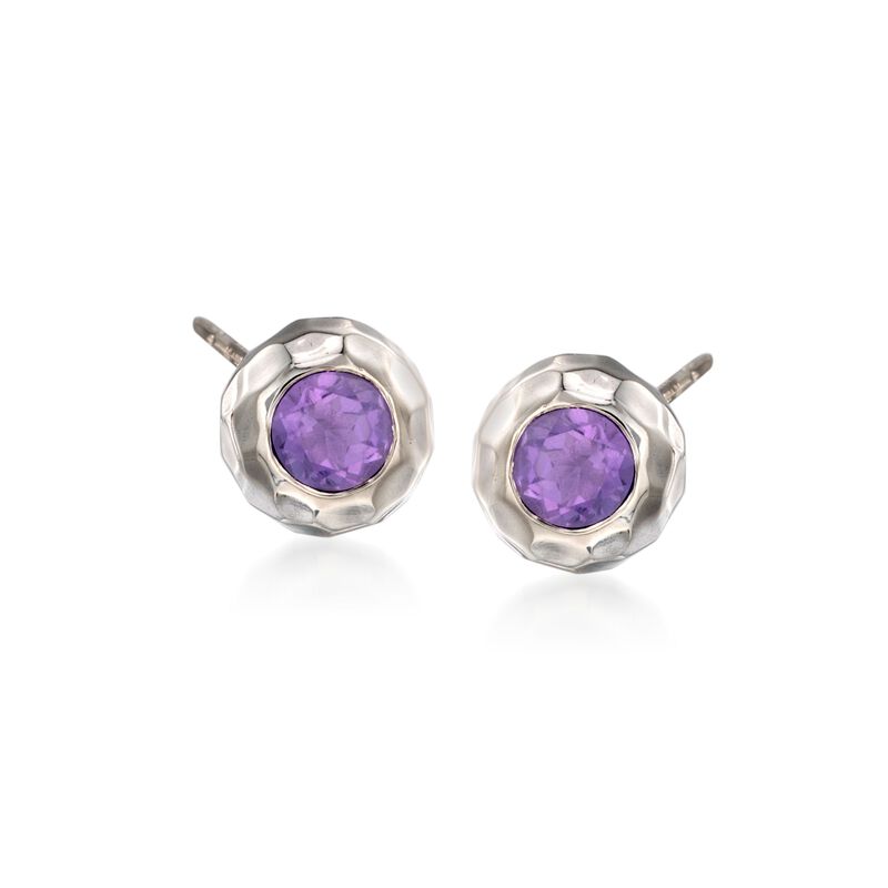 Zina Sterling Silver &quot;Ripples&quot; .80 ct. t.w. Amethyst Stud Earrings image number 0