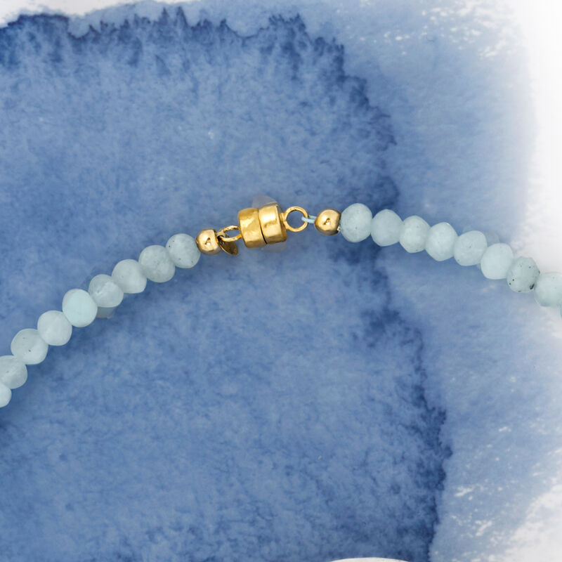 45.00 ct. t.w. Aquamarine Bead Necklace with 14kt Yellow Gold Magnetic Clasp image number 2