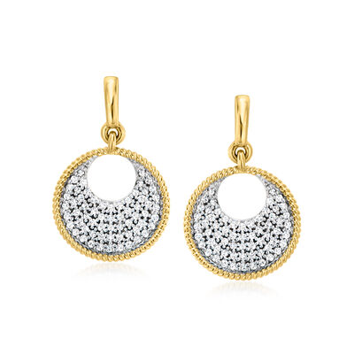 .20 ct. t.w. Pave Diamond Disc Drop Earrings in 14kt Yellow Gold