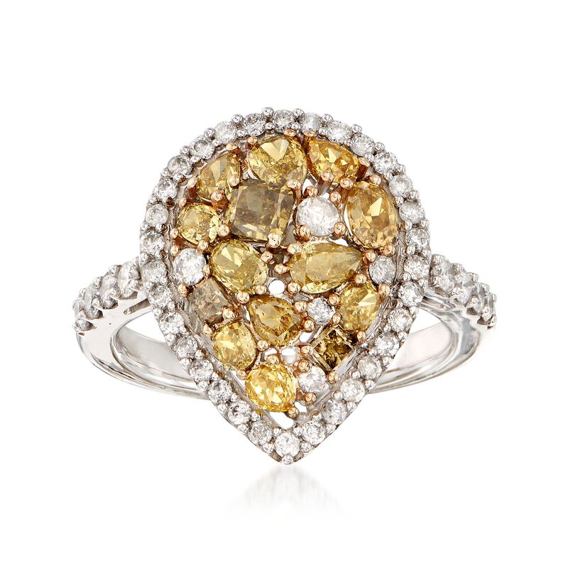 2.00 ct. t.w. Multicolored Diamond Pear-Shaped Ring in 14kt White Gold image number 0