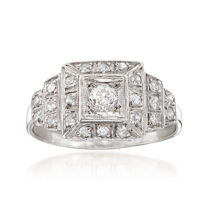 C. 1950 Vintage .55 ct. t.w. Diamond Cluster  Ring in Platinum image number 0