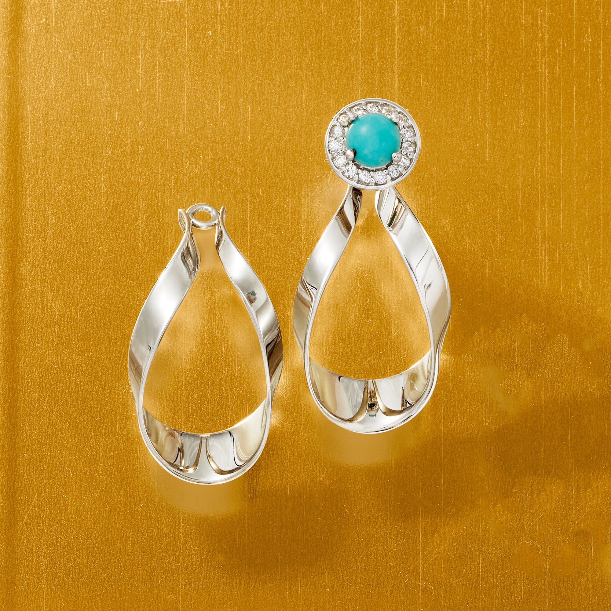 Sterling Silver Ribbon Drop Earring Jackets