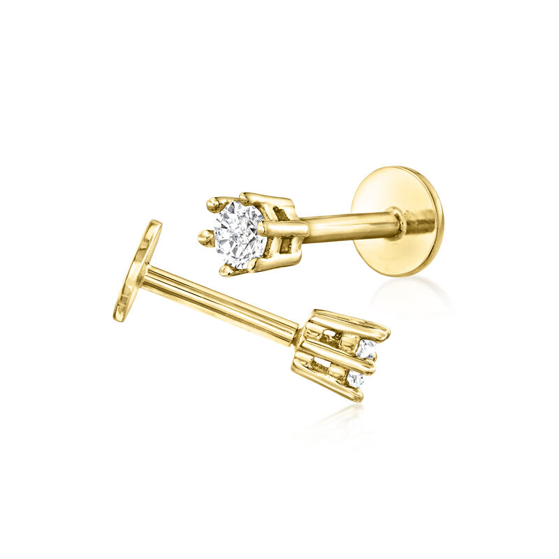 .10 ct. t.w. Diamond Flat-Back Stud Earrings in 14kt Yellow Gold image number 2