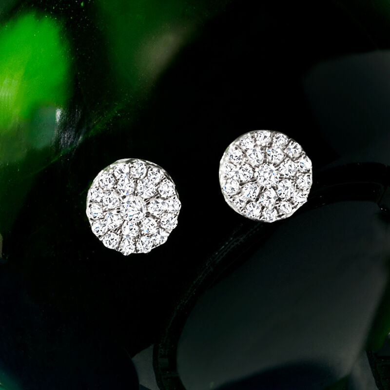 .25 ct. t.w. Diamond Cluster Earrings in Sterling Silver image number 4