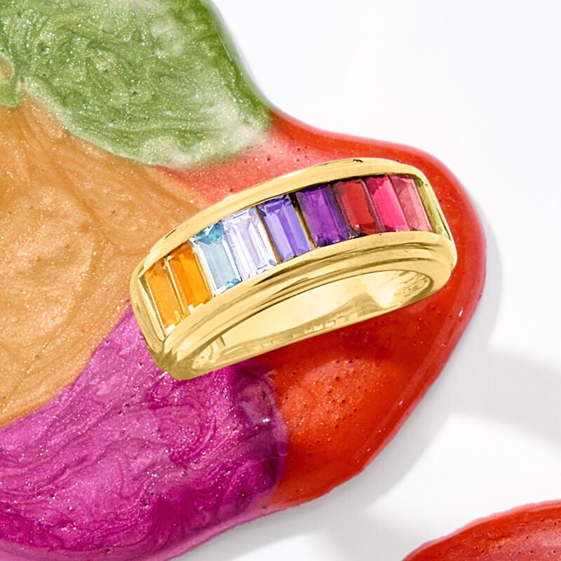 1.70 ct. t.w. Multi-Gemstone Ring in 18kt Gold Over Sterling image number 3