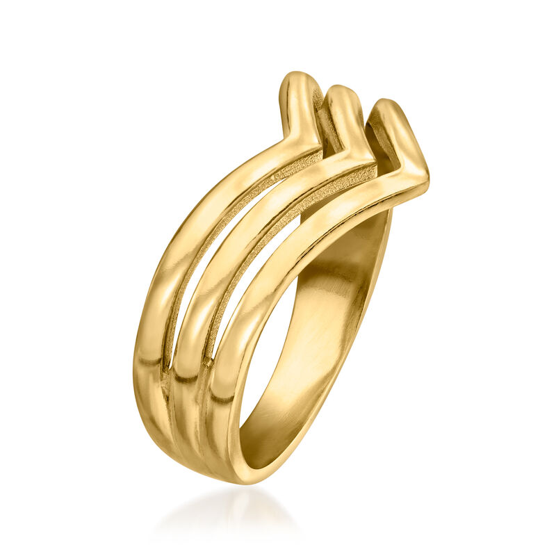18kt Gold Over Sterling Three-Row Chevron Ring image number 2