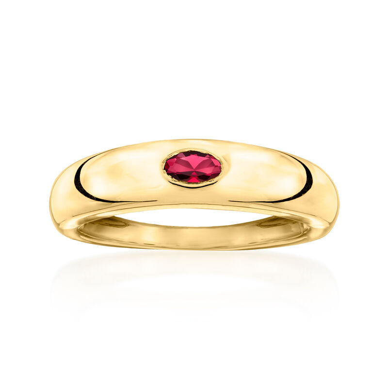 .20 Carat Oval Lab-Grown Ruby Ring in 18kt Gold Vermeil. Size 7 image number 0