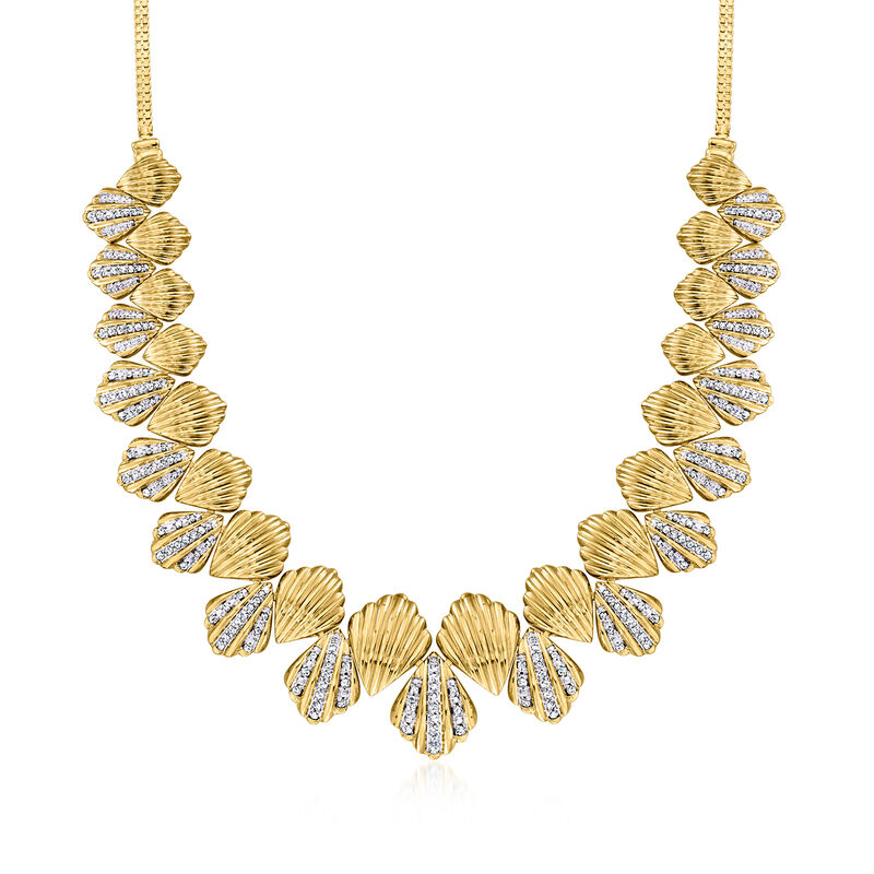 1.50 ct. t.w. Diamond Scalloped Necklace in 18kt Gold Over Sterling image number 0