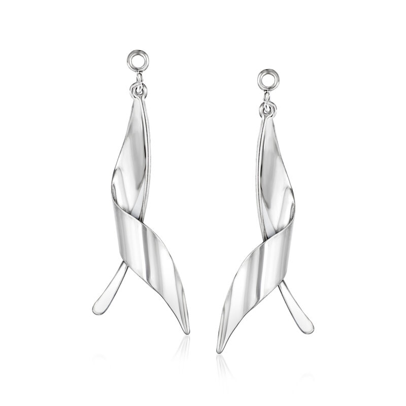 14kt White Gold Twisted Drop Earring Jackets image number 2