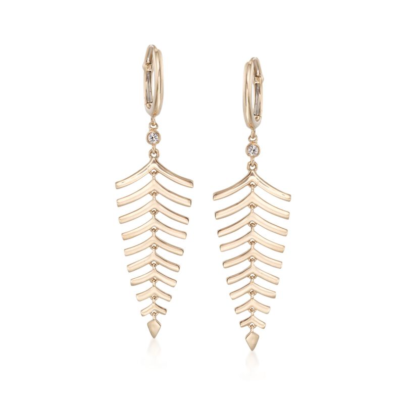 Roberto Coin 18kt Yellow Gold Leaf Earrings with Diamond Accents  image number 0