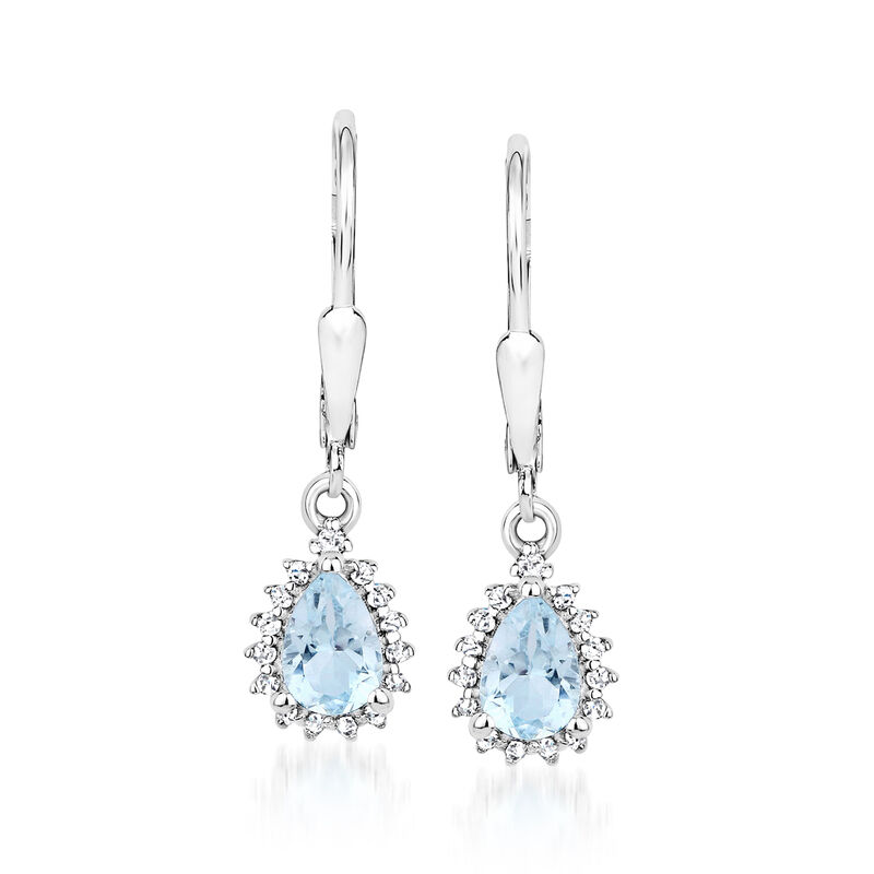 1.70 ct. t.w. Sky Blue Topaz and .10 ct. t.w. White Topaz Jewelry Set: Earrings and Pendant Necklace in Sterling Silver image number 4