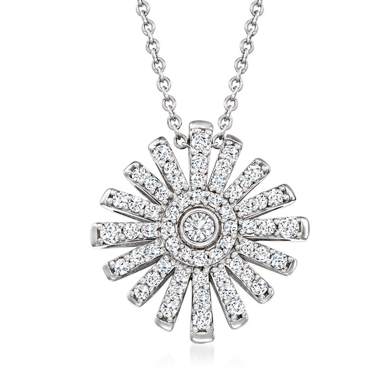 .33 ct. t.w. Diamond Sunburst Pendant Necklace in Sterling Silver image number 0