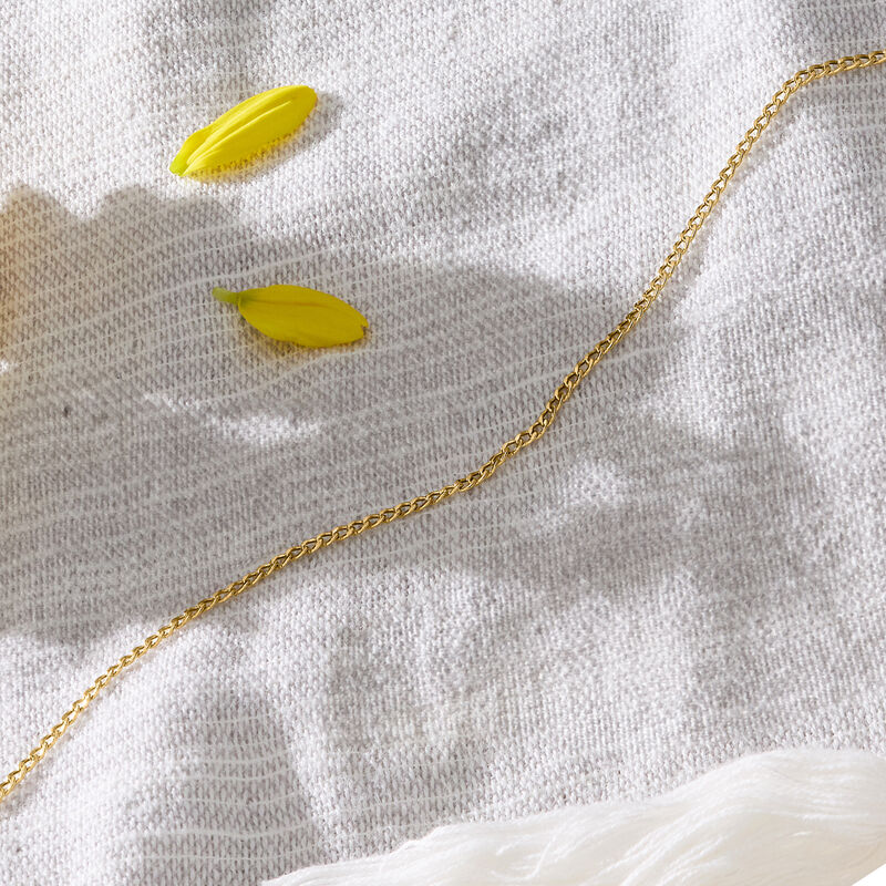 2.2mm 10kt Yellow Gold Curb-Link Anklet. 10&quot; image number 3
